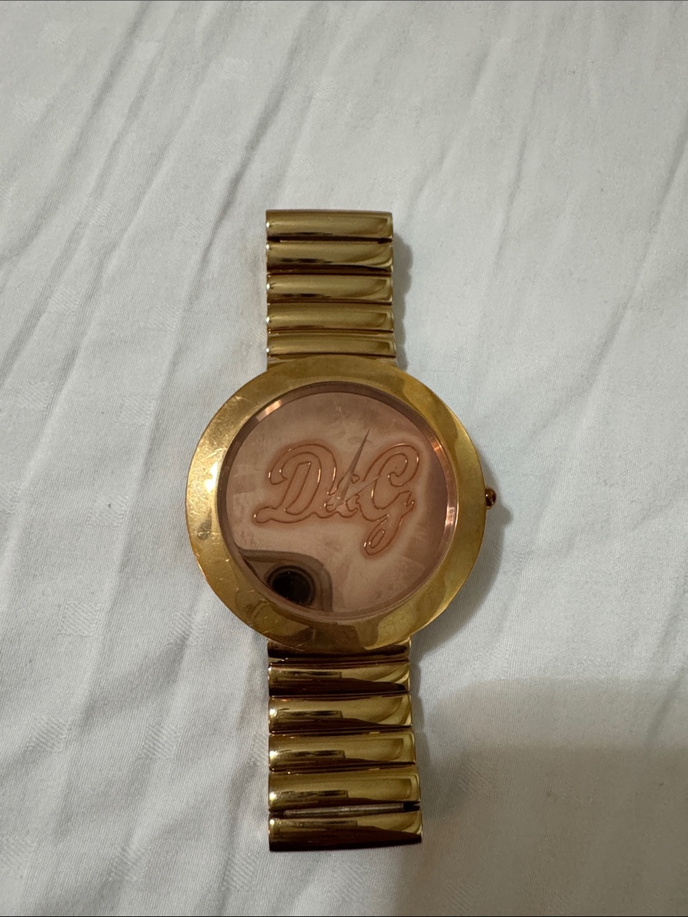D&G Gold-Tone Round Logo Bracelet Watch
